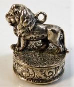 A late Victorian silver lion & bloodstone fob seal