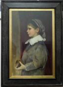 An oak framed Newlyn school oil portrait of child