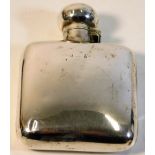 A small antique silver hip flask, rubbed marks 58g