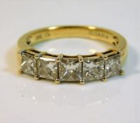 An 18ct gold five stone Iliana ring set with 2ct d