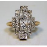 A 1920's 18ct gold art deco ring set with 1ct diam