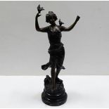 A c.1900 French spelter figure of dancing girl wit