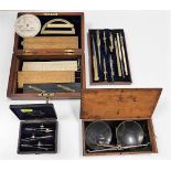 A boxed drawing set, a set of opium scales & a sma