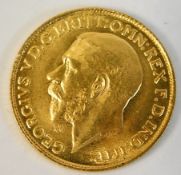 A good George V 1911 full gold sovereign with unus