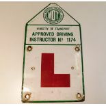 A vintage enamel learner sign 13.5in high