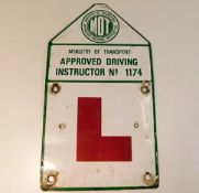 A vintage enamel learner sign 13.5in high