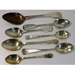 A quantity of seven mixed silver spoons 152.5g