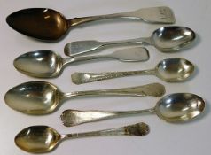 A quantity of seven mixed silver spoons 152.5g