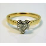 An 18ct gold heart shaped cut diamond solitaire ap