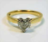 An 18ct gold heart shaped cut diamond solitaire ap