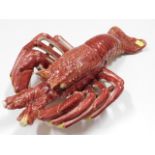 A large continental majolica lobster, centre repai