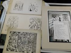 A quantity of original ink sketches