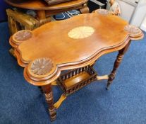 A Edwardian apprentice table with gallery under a