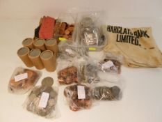 A quantity of mixed coinage including six rolls of