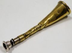 A 19thC. brass hunting horn a/f approx. 9in long