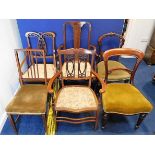 Five 19thC. dining chairs & one Edwardian, some wi