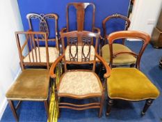 Five 19thC. dining chairs & one Edwardian, some wi