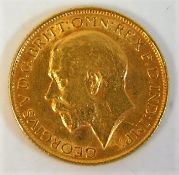 A 1912 King George V full gold sovereign