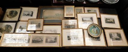 A quantity of antique prints including Baxters, one being "The Great Exhibition". Provenance: From G