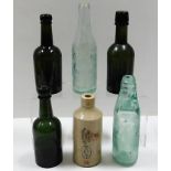 Five glass lemonade bottles: Jones Exeter, William
