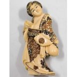 An early 20thC. signed Japanese erotica ivory nets