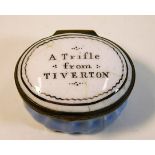A "Trifle from Tiverton" antique enamel patch box