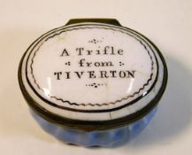 A "Trifle from Tiverton" antique enamel patch box