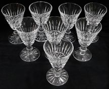 Eight Waterford crystal Tramore wine glasses, 5in