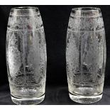 A good pair of 19thC. wheel etched glass vases, fa