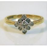 A 9ct gold ring set with 0.2ct diamond 2.3g size Q