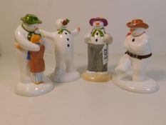 Four Coalport Snowman figurines, two with original boxes, tallest 5.5in