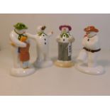 Four Coalport Snowman figurines, two with original boxes, tallest 5.5in