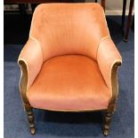 A 19thC. upholstered tub chair. Provenance: Origin