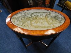 A 19thC. bijouterie table, vendor replaced glass a