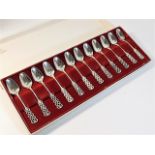 A boxed set of a dozen Norwegian 0.830 silver spoo