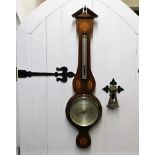 An Edwardian inlaid mahogany barometer with silver