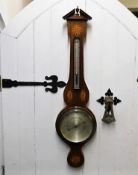 An Edwardian inlaid mahogany barometer with silver