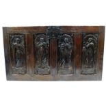 A circa 16thC. carved oak panel from coffer depict
