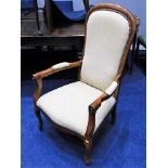 An upholstered mahogany armchair. Provenance: Originally from Treworgey Manor House, Cornwall, submi