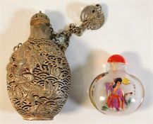 A Chinese internally painted snuff bottle & one ot