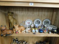 A quantity of various cat & other ornaments