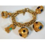 An 18ct gold bracelet with its five original bejew