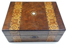 A Victorian box with marquetry decor 11.875in wide