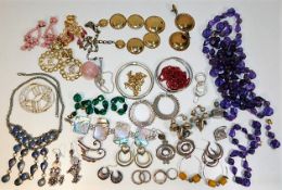 A quantity of mixed costume jewellery including a