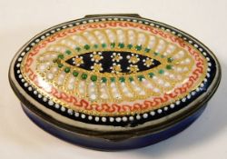 An antique enamel patch box with jewelled décor &