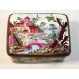 An antique enamelled patch box with church décor 3