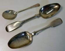 A pair of early Victorian 1847 Exeter silver fiddl
