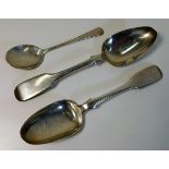 A pair of early Victorian 1847 Exeter silver fiddl