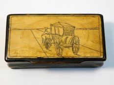 A 19thC. horn snuff box 3.875in wide