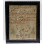 A framed early/mid Victorian sampler by Eliza Hept